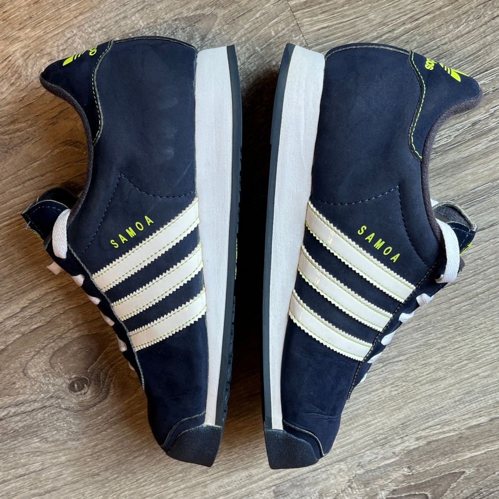 Adidas Samoa Navy Blue Lime Green White Walking Sneakers G59814 Womens 7